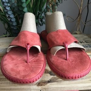 Loft red suede leather T strap sandals 10 new